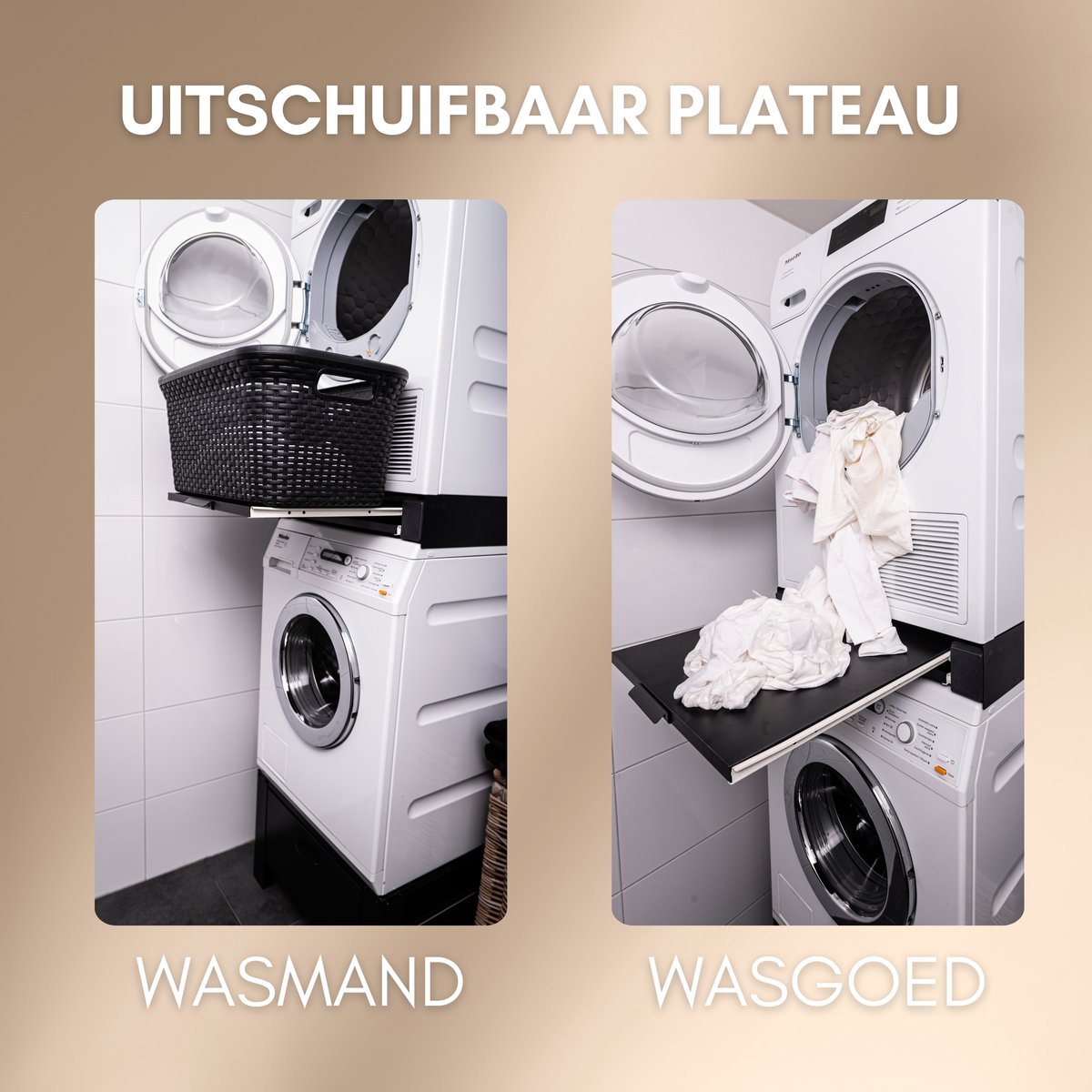 Norvi® - Wasmachine Verhoger - Kast - Ombouw Met Lade - 63x54x40cm - Zwart - Met Stelvoet Stabilisatie - Antislip