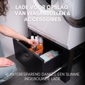 ProductXpert® Stapelkit - Tussenstuk - Uitschuifbare Plank met Handdoekhouder - Wasmachine en Droger - Zwart - Antislip - 2025